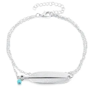 Chain Leaf Layered Anklet