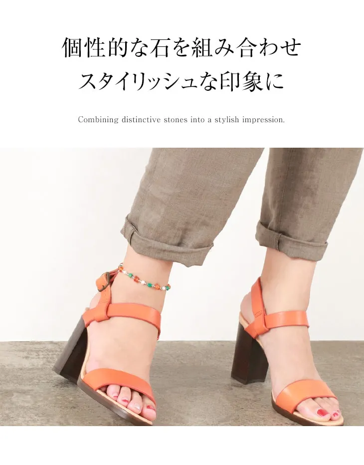 CHALISA T.. / Turquoise Amber Pearl Combi Anklet