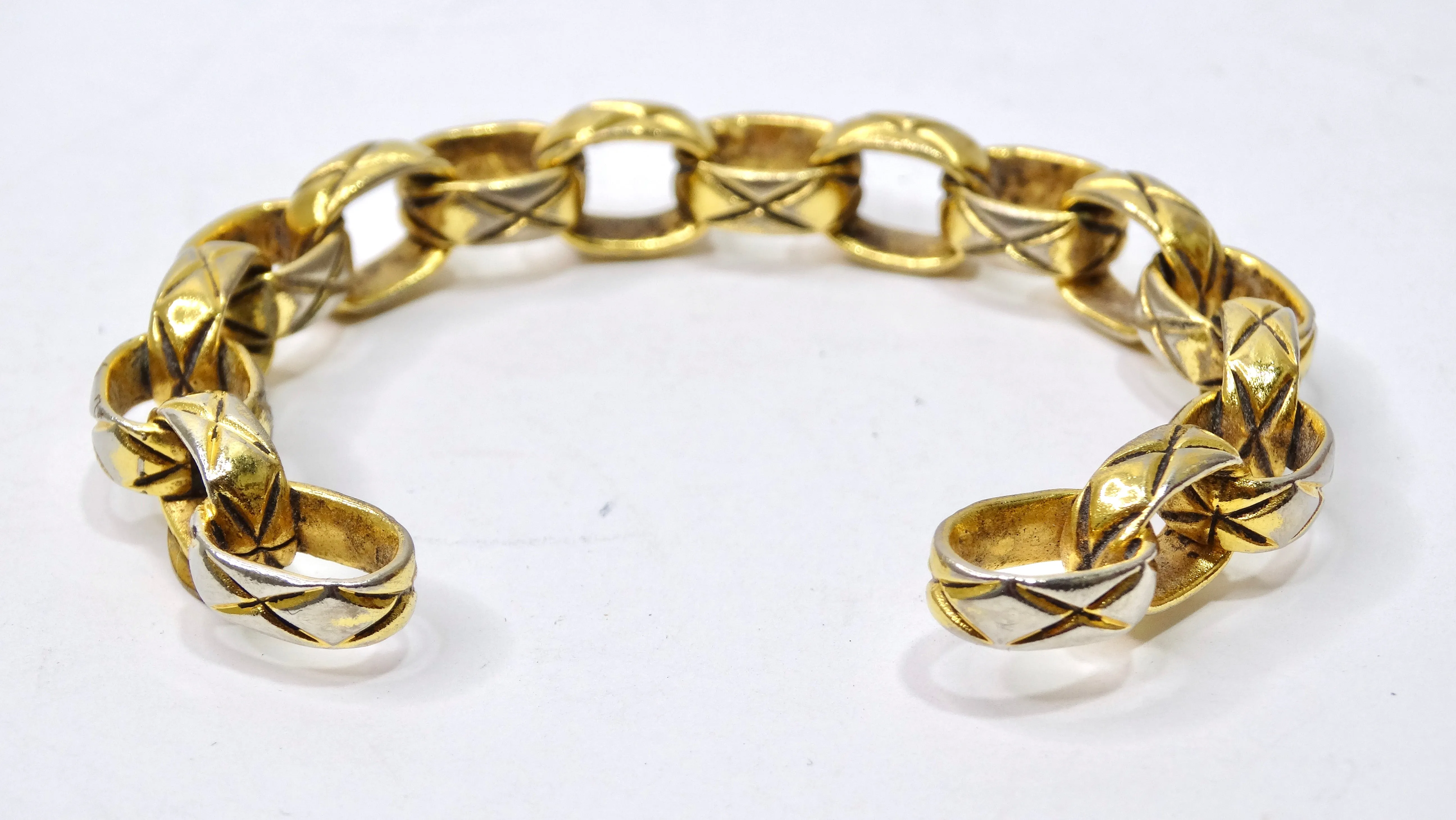 Chanel Gold Chain-Link Cuff Bracelet