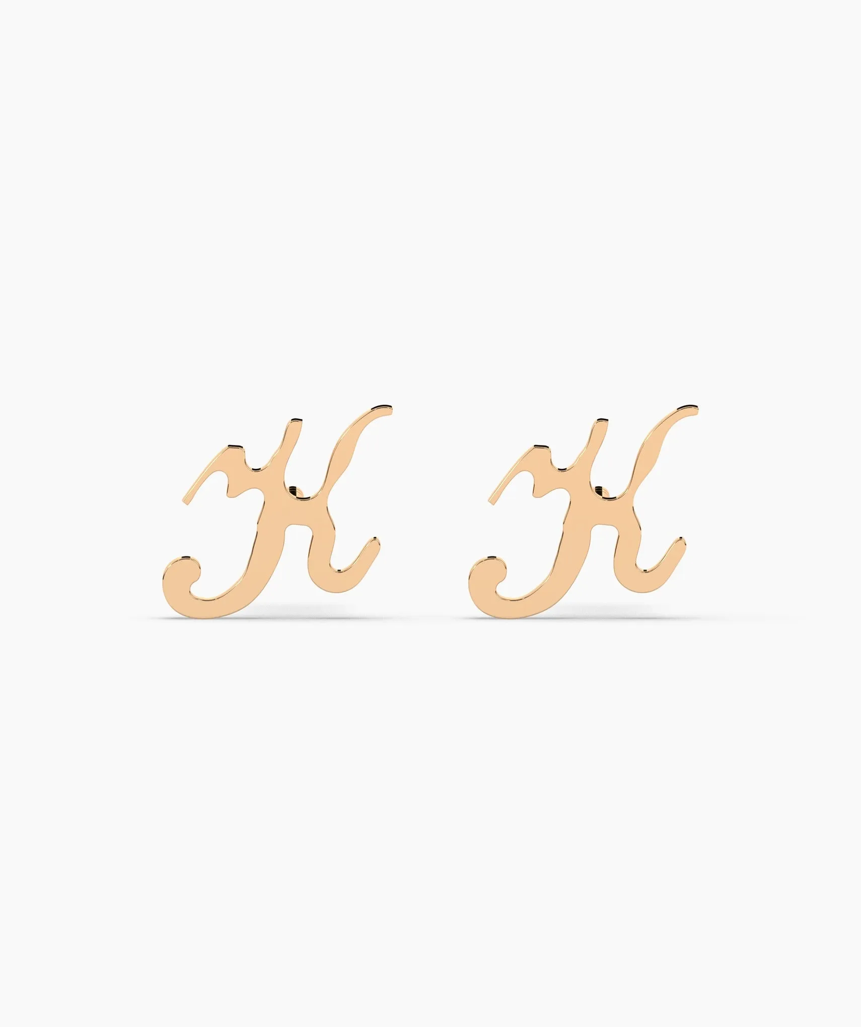 Chic Cursive "K" 14K Gold Stud Earrings