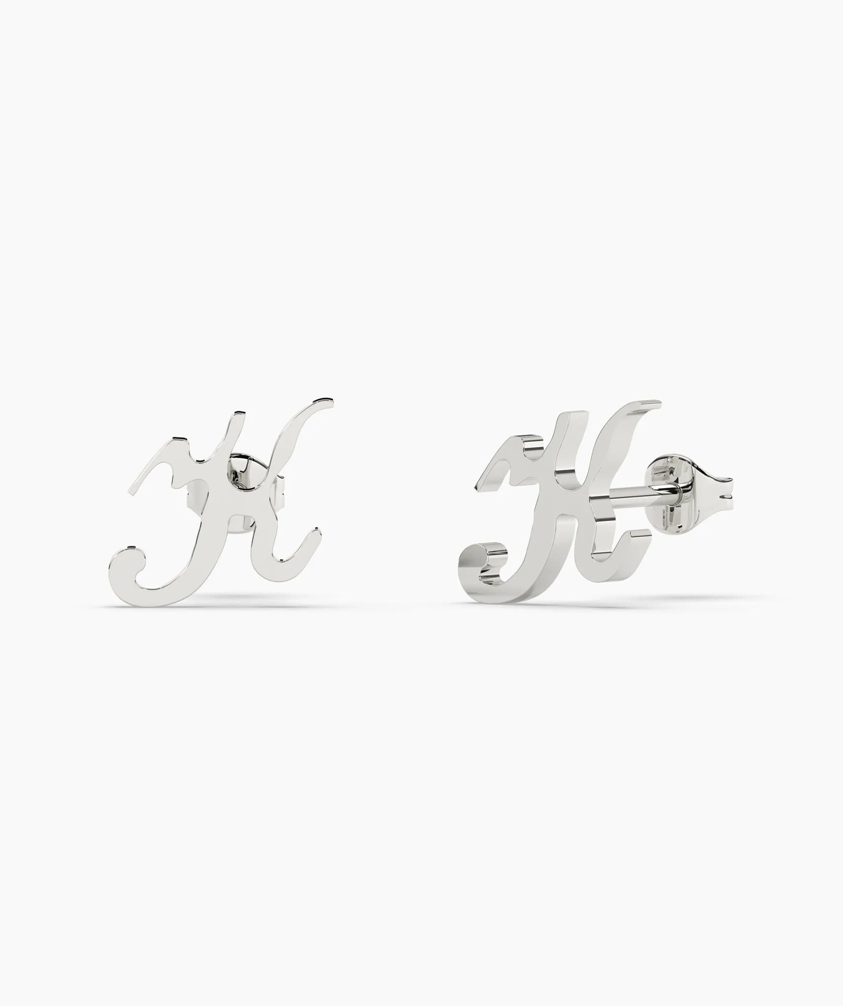Chic Cursive "K" 14K Gold Stud Earrings