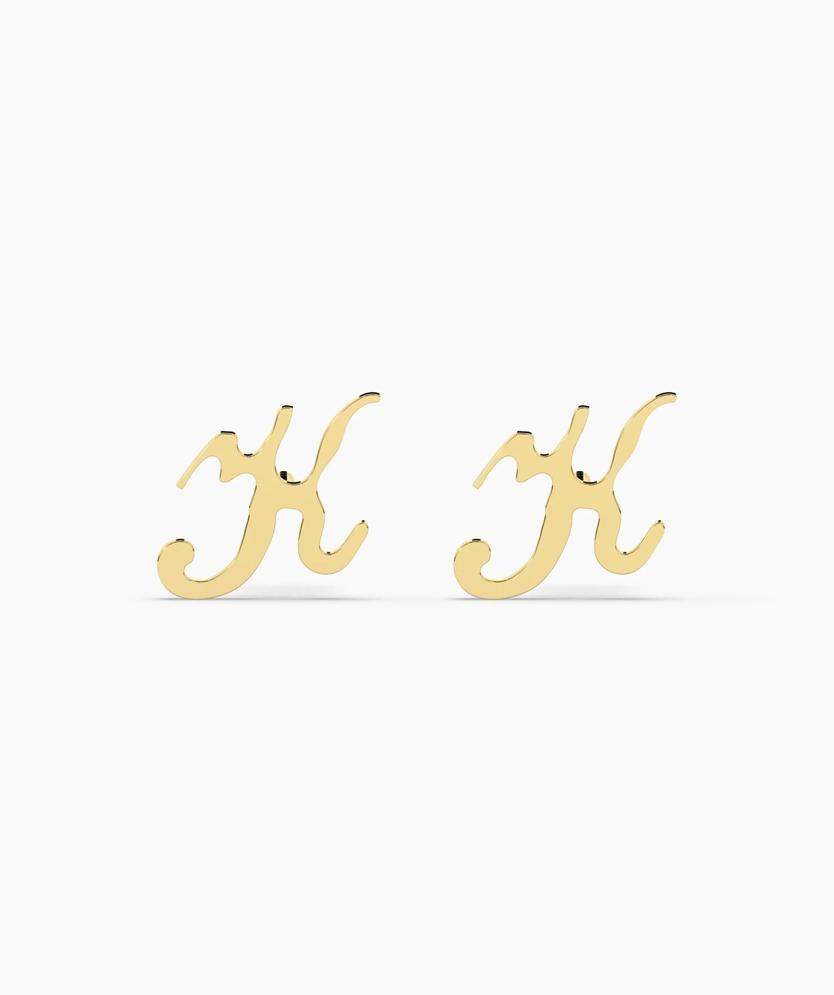 Chic Cursive "K" 14K Gold Stud Earrings