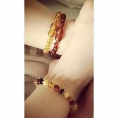 Child Brandy Snap Cognac Baltic Amber Anklet Bracelet