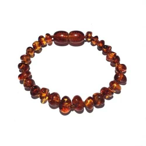 Child Brandy Snap Cognac Baltic Amber Anklet Bracelet