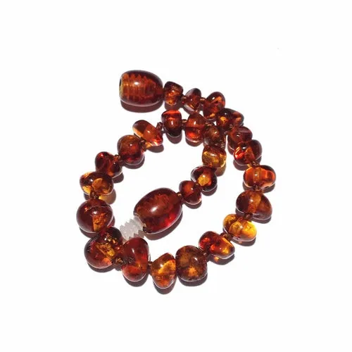 Child Brandy Snap Cognac Baltic Amber Anklet Bracelet