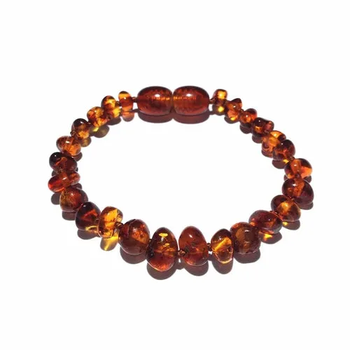 Child Brandy Snap Cognac Baltic Amber Anklet Bracelet