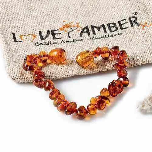 Child Brandy Snap Cognac Baltic Amber Anklet Bracelet
