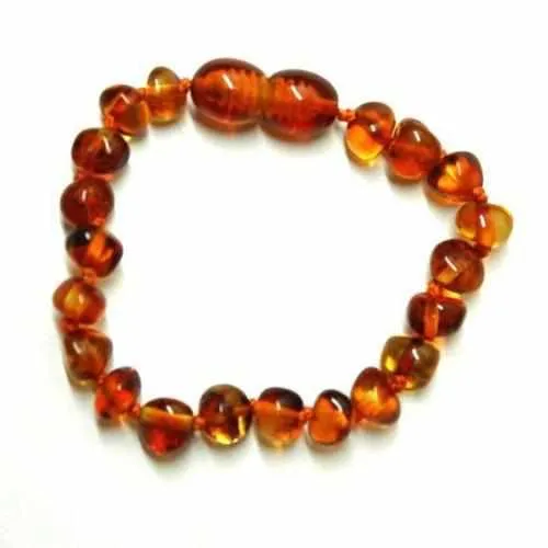 Child Brandy Snap Cognac Baltic Amber Anklet Bracelet