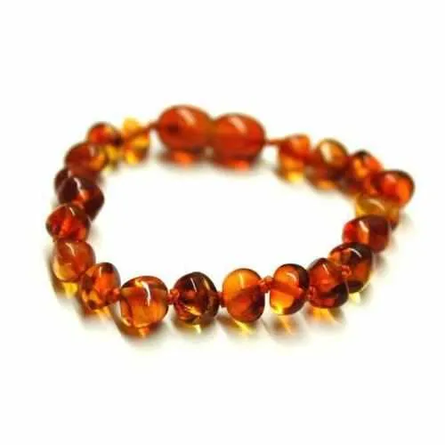 Child Brandy Snap Cognac Baltic Amber Anklet Bracelet