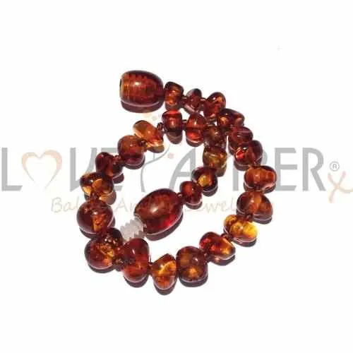 Child Brandy Snap Cognac Baltic Amber Anklet Bracelet