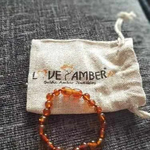 Child Brandy Snap Cognac Baltic Amber Anklet Bracelet