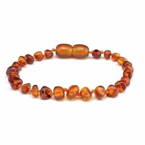 Child Brandy Snap Cognac Baltic Amber Anklet Bracelet
