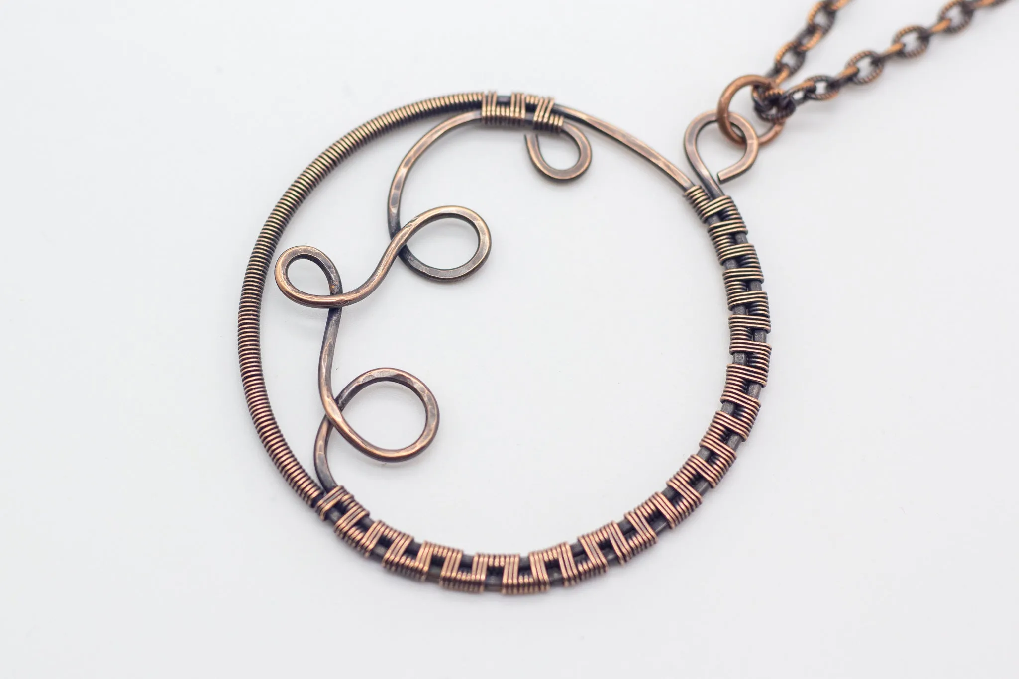 Circular Copper Wire Wrapped Pendant
