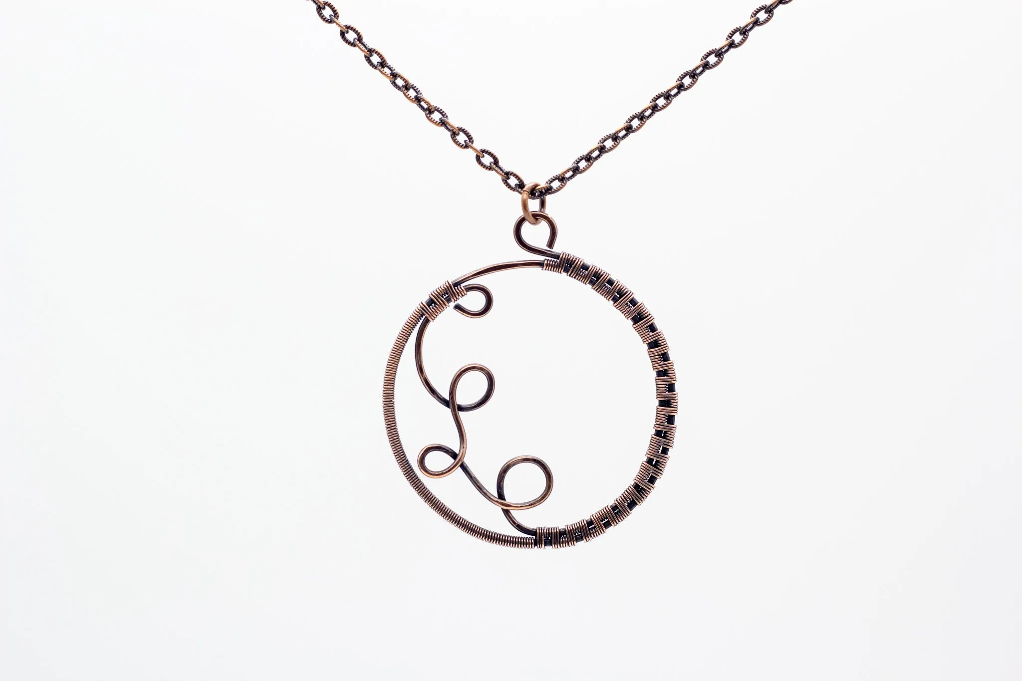 Circular Copper Wire Wrapped Pendant