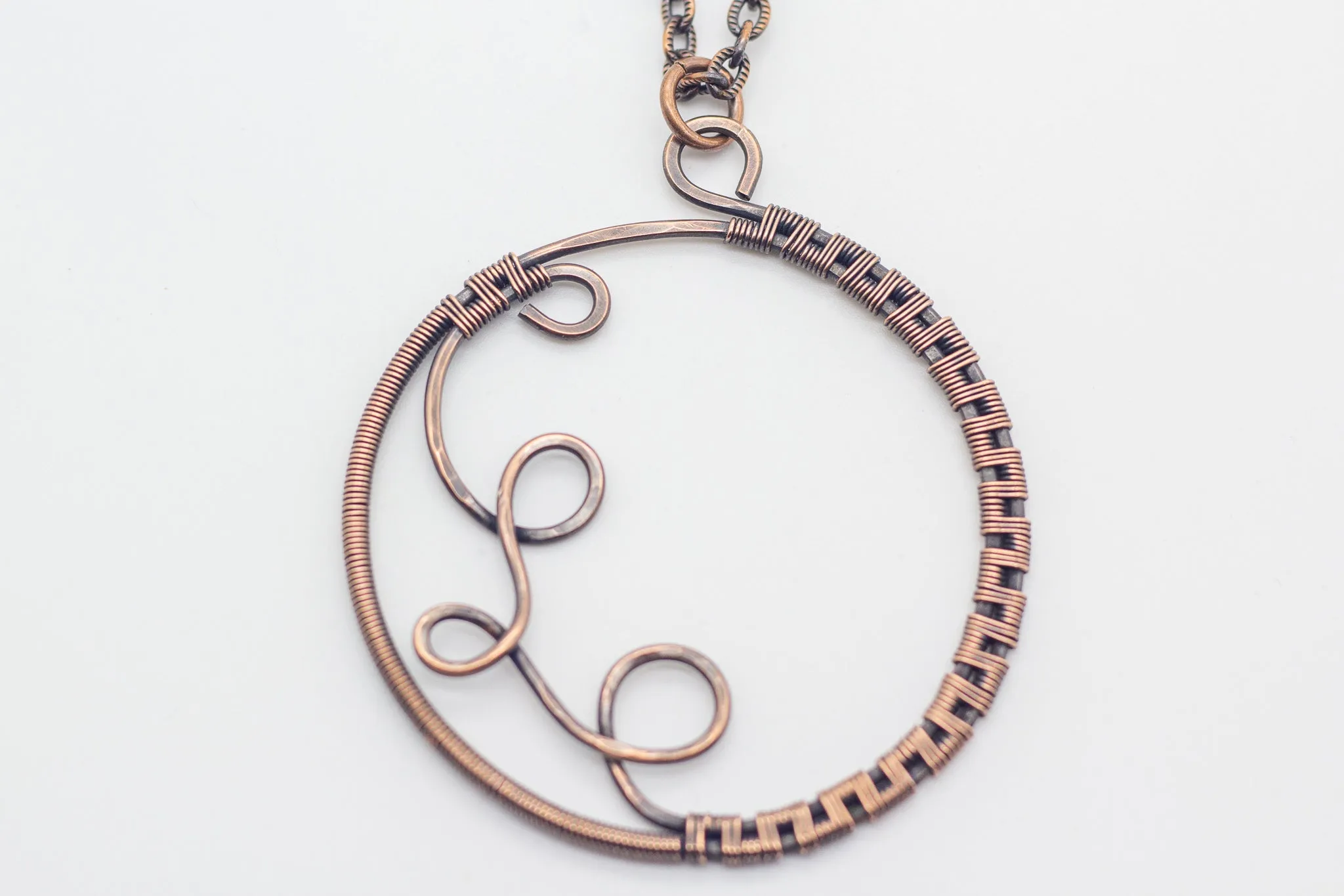 Circular Copper Wire Wrapped Pendant