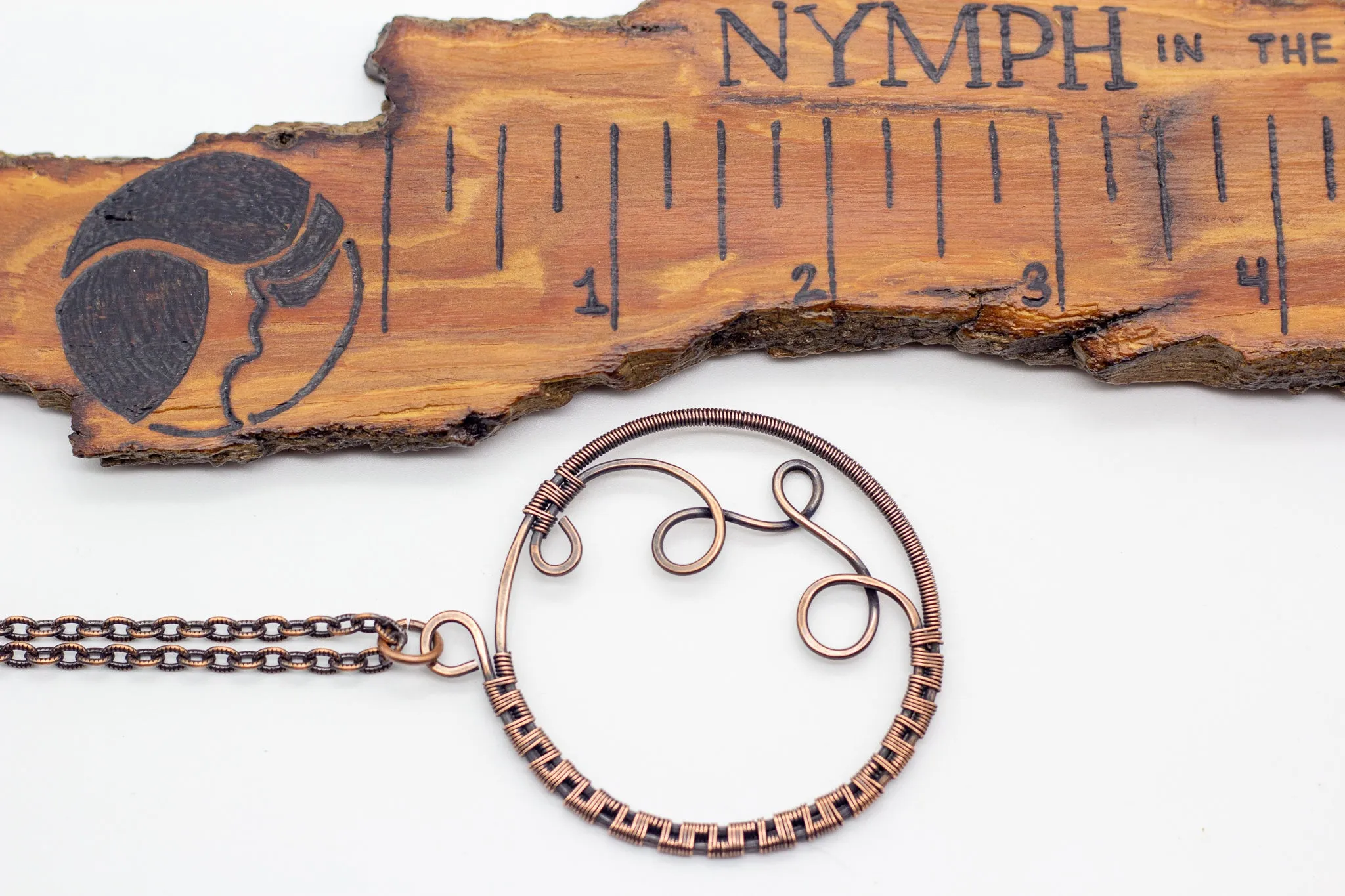 Circular Copper Wire Wrapped Pendant
