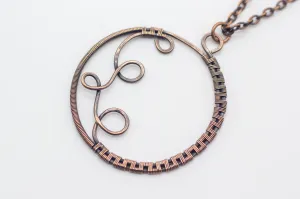 Circular Copper Wire Wrapped Pendant