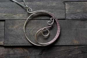 Circular Sterling Silver Wire Wrapped Pendant