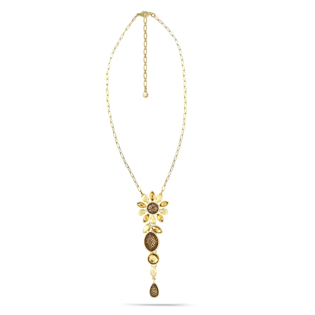 CITRINE CRYSTAL DROP PENDANT NECKLACES #248GD1401 (10F3/1B15)