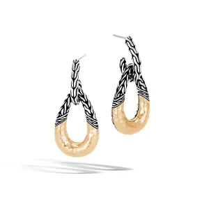 Classic Chain Door Knocker Earring Silver, Hammered 18K Gold