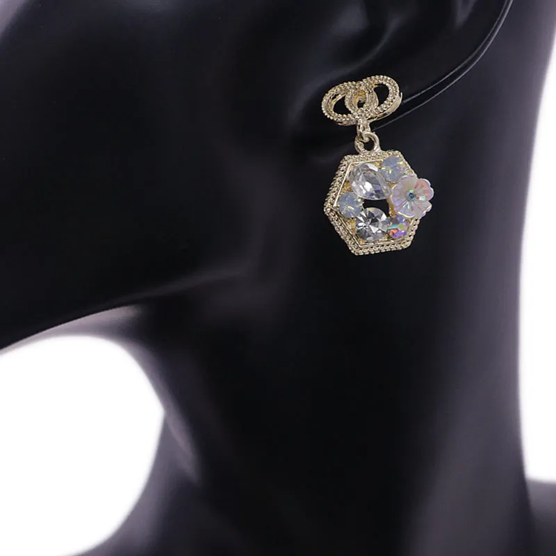 Clear Faux Gemstone Double Circle Post Earrings