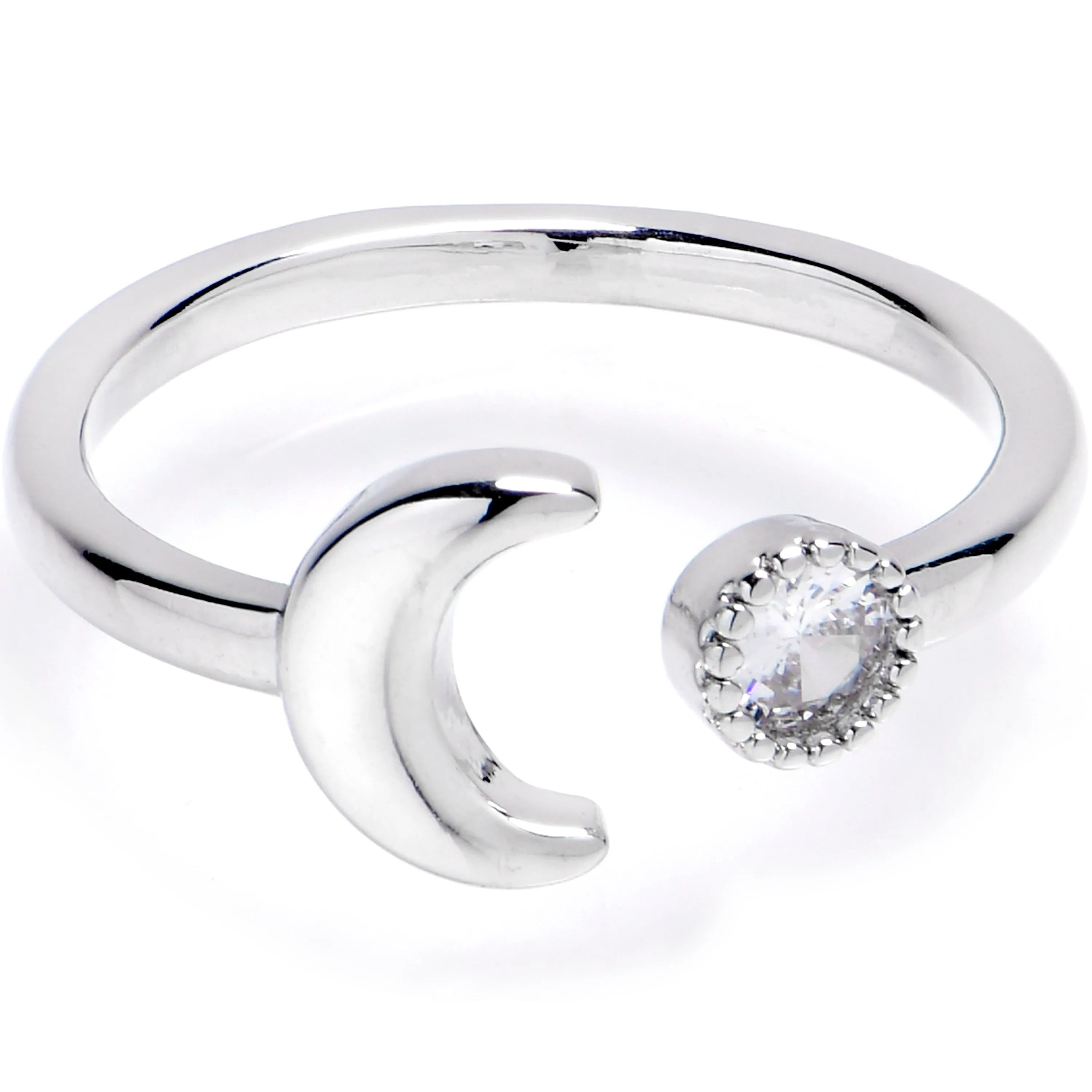 Clear Gem Crescent Moon Adjustable Toe Ring