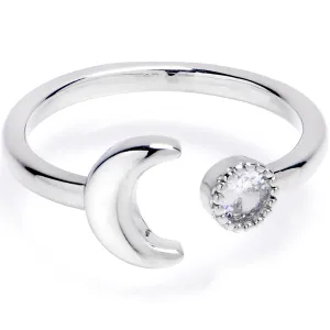 Clear Gem Crescent Moon Adjustable Toe Ring