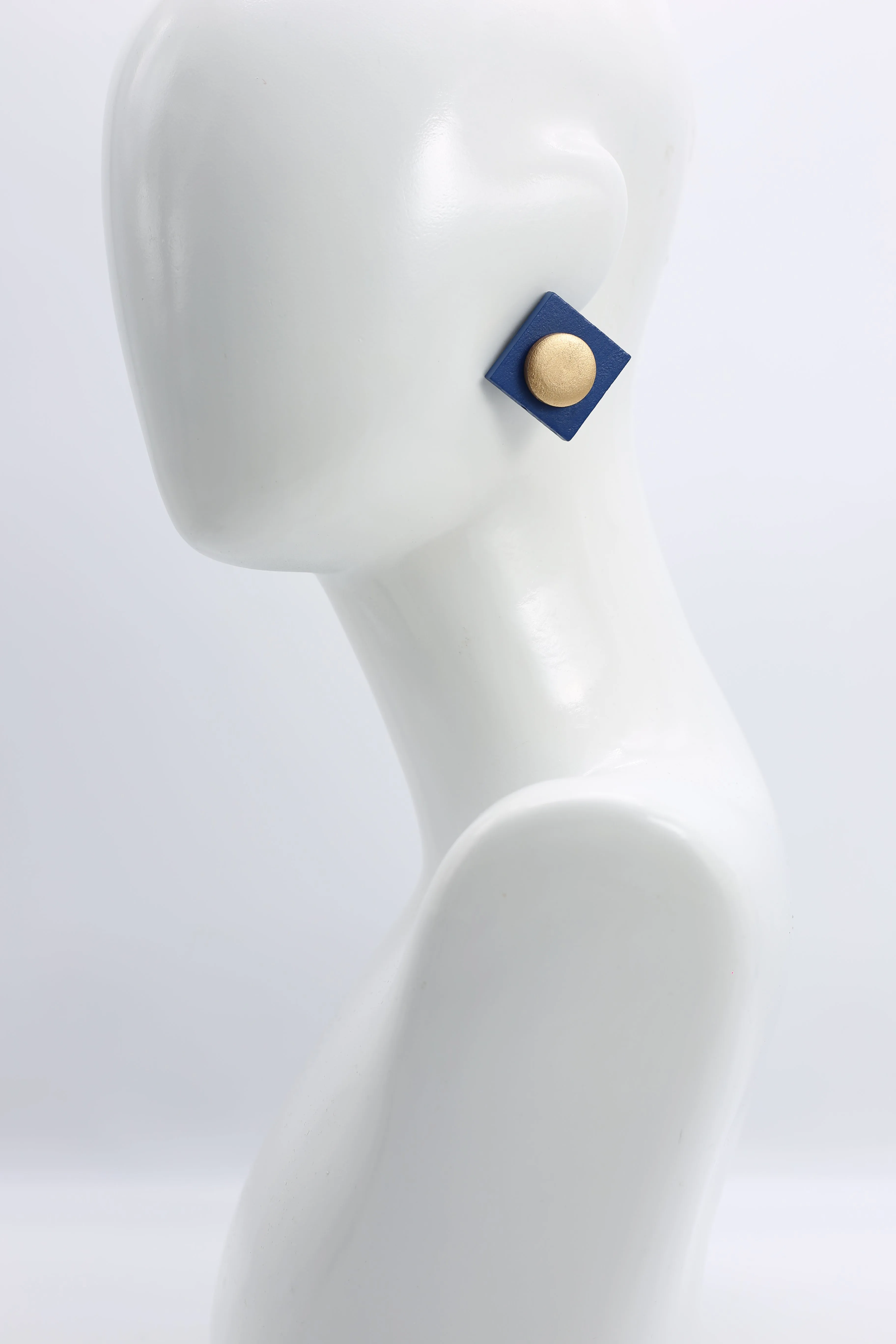 Clip-on Round on Square Earrings - 2 Layers