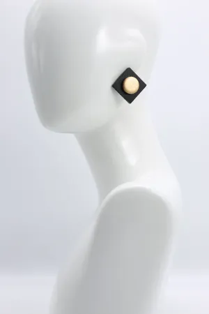 Clip-on Round on Square Earrings - 2 Layers