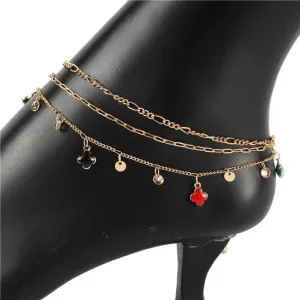 Clover Dangle Anklet Made In Korea