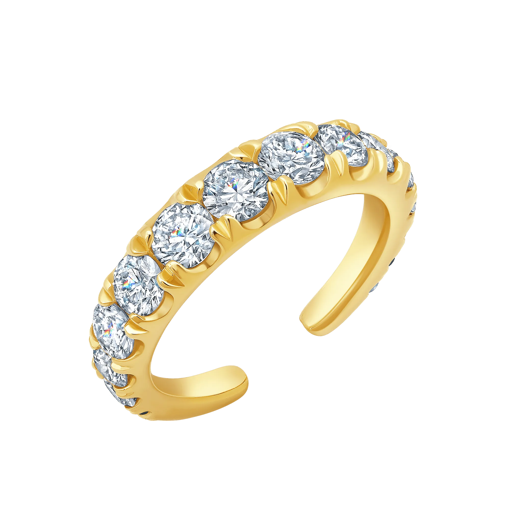 Colmillo Ear Cuff with White Ascending Diamonds