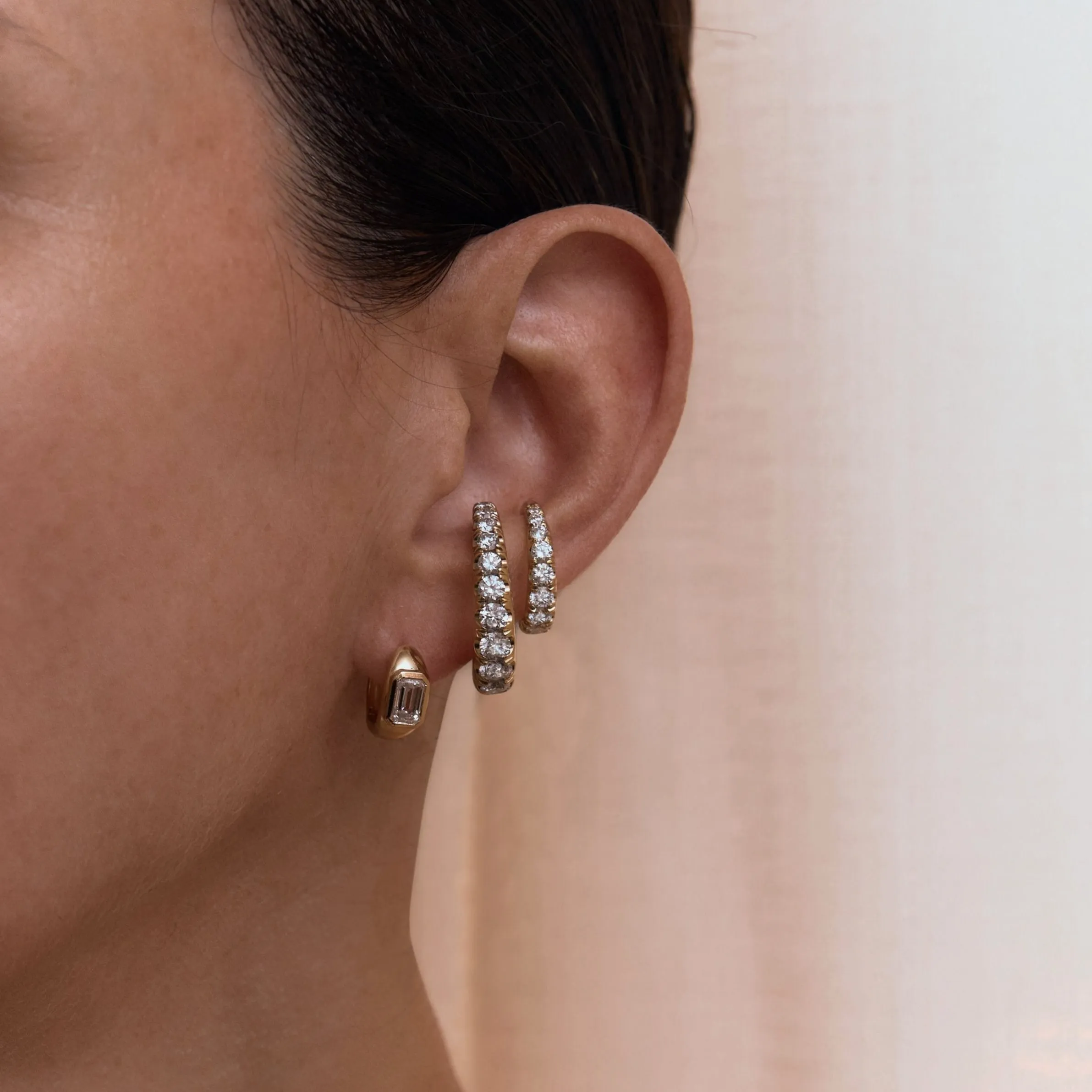 Colmillo Ear Cuff with White Ascending Diamonds