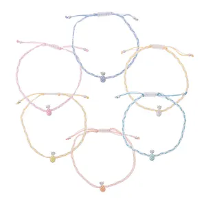 Colorful Enamel Pineapple on Braided Nylon Anklet