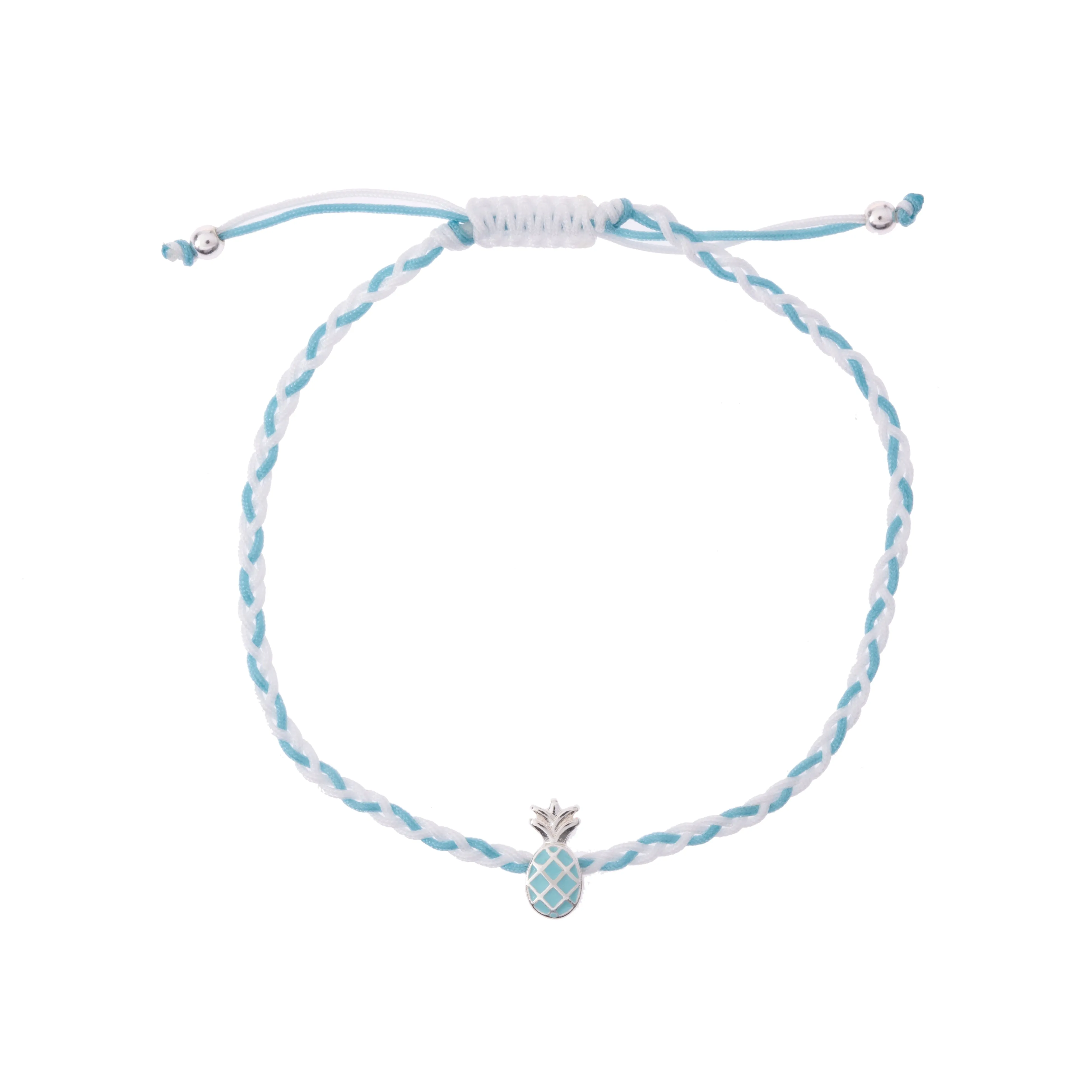 Colorful Enamel Pineapple on Braided Nylon Anklet