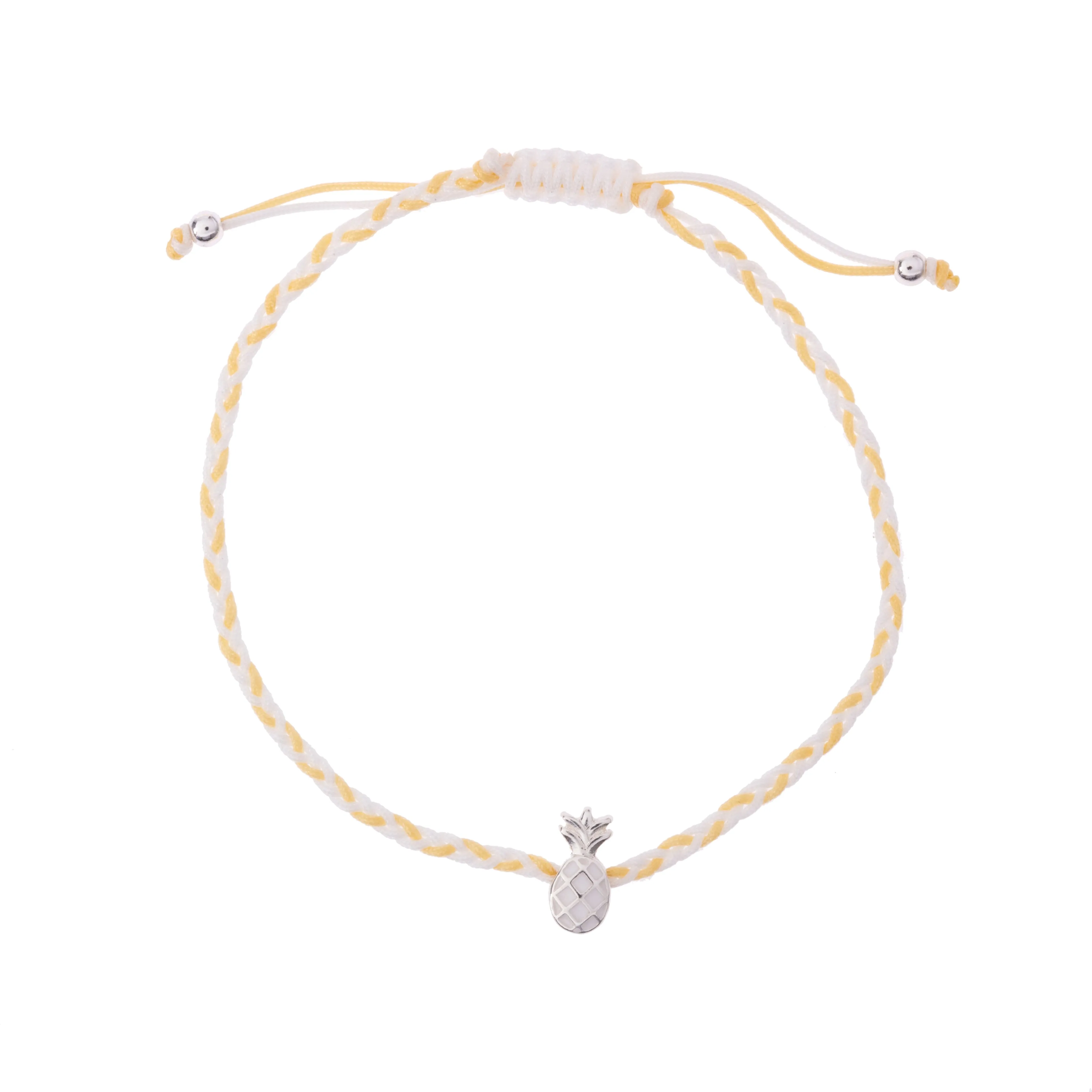 Colorful Enamel Pineapple on Braided Nylon Anklet