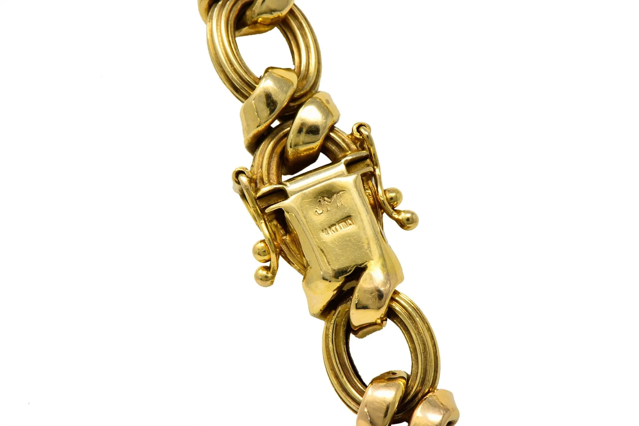 Contemporary 14 Karat Yellow Gold Twisted Link Long Chain Necklace