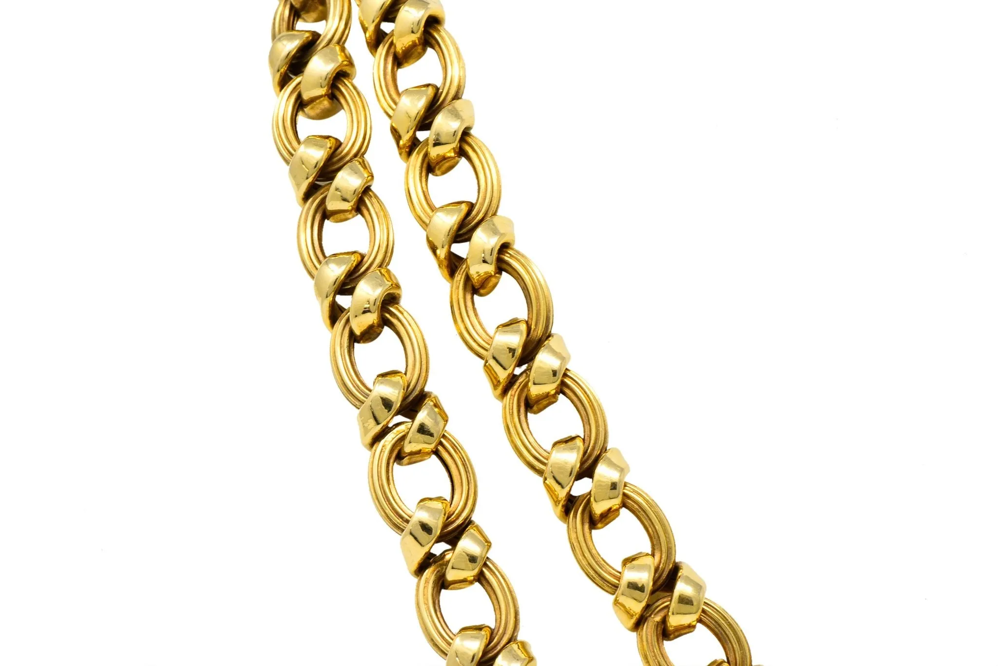 Contemporary 14 Karat Yellow Gold Twisted Link Long Chain Necklace