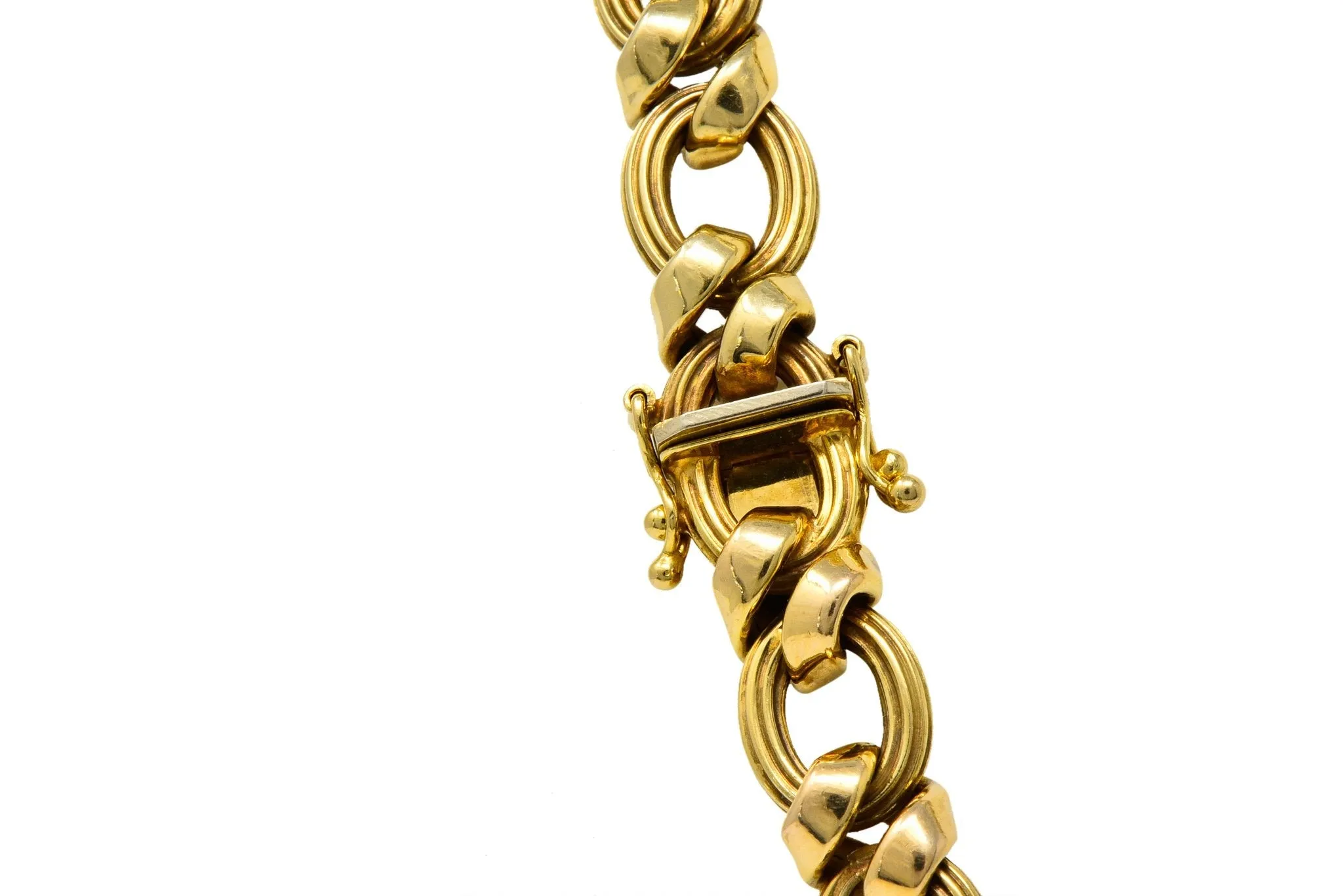 Contemporary 14 Karat Yellow Gold Twisted Link Long Chain Necklace