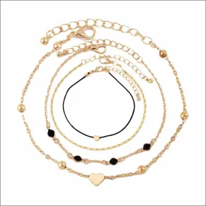 Cordula Golden Anklet Set - 4 Pcs Anklet Set