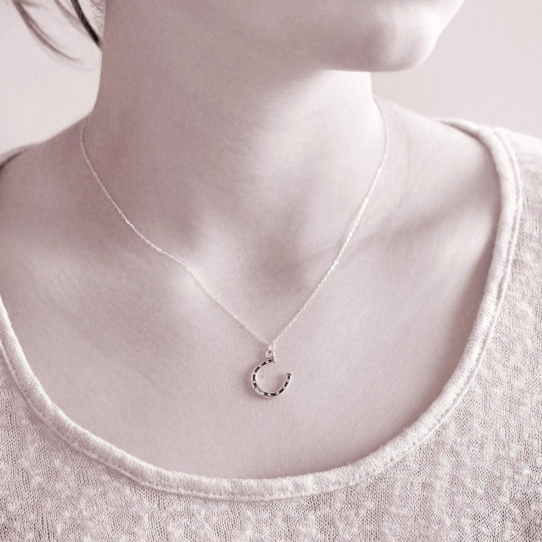 “Cowgirl” Horseshoe Sterling Silver Necklace on Personalized Jewelry Card