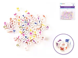 Craft Medley Alphabet Beads - White w/Colored Letters