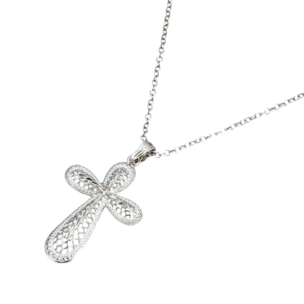 Cross Pendant Necklace for Women in .925 Sterling Silver, Size 1 Inch