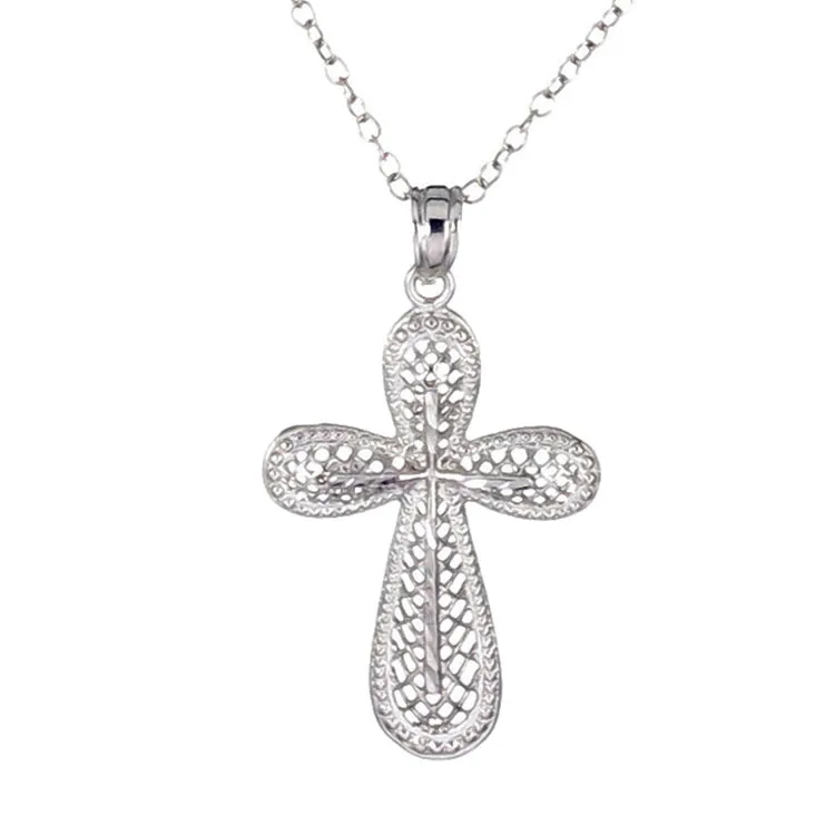 Cross Pendant Necklace for Women in .925 Sterling Silver, Size 1 Inch