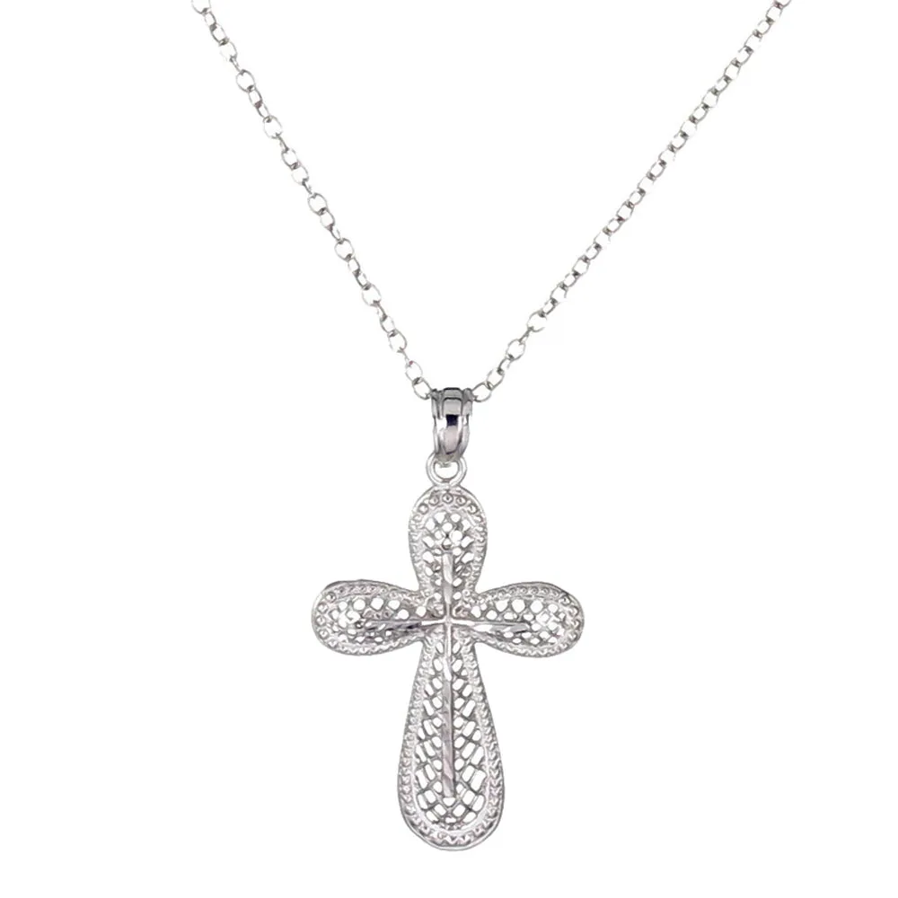 Cross Pendant Necklace for Women in .925 Sterling Silver, Size 1 Inch