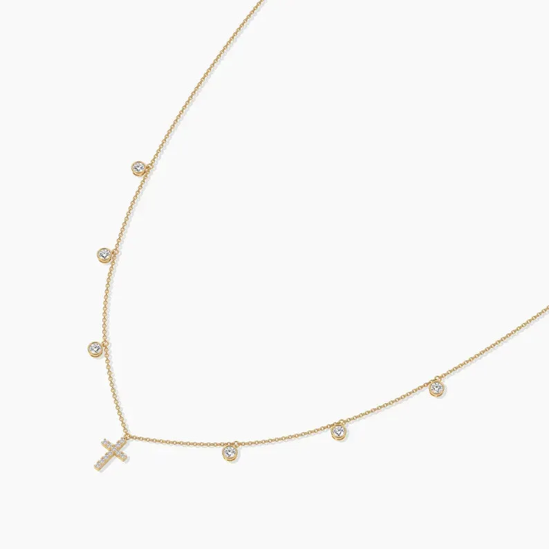 Cross Station Moissanite Diamond By The Yard Necklaces For Women