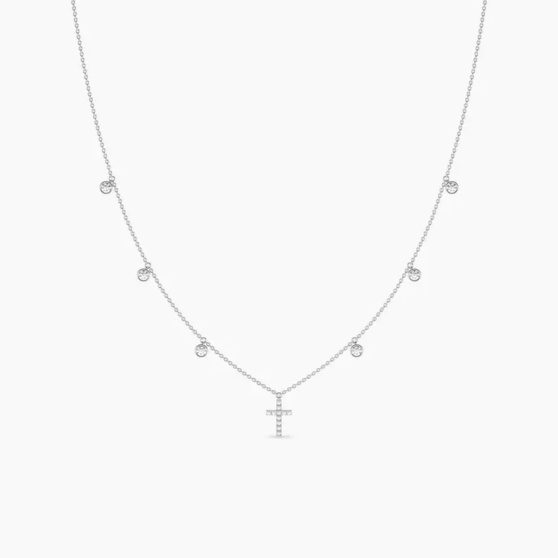 Cross Station Moissanite Diamond By The Yard Necklaces For Women