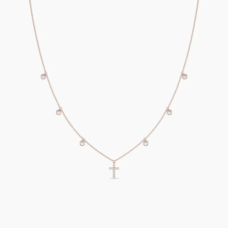 Cross Station Moissanite Diamond By The Yard Necklaces For Women