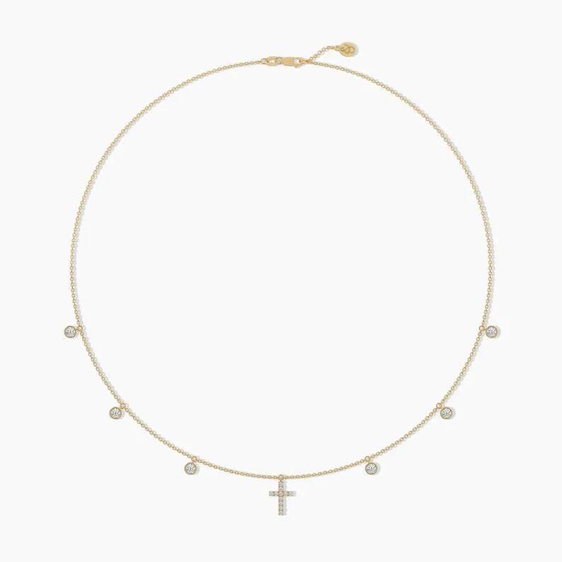 Cross Station Moissanite Diamond By The Yard Necklaces For Women