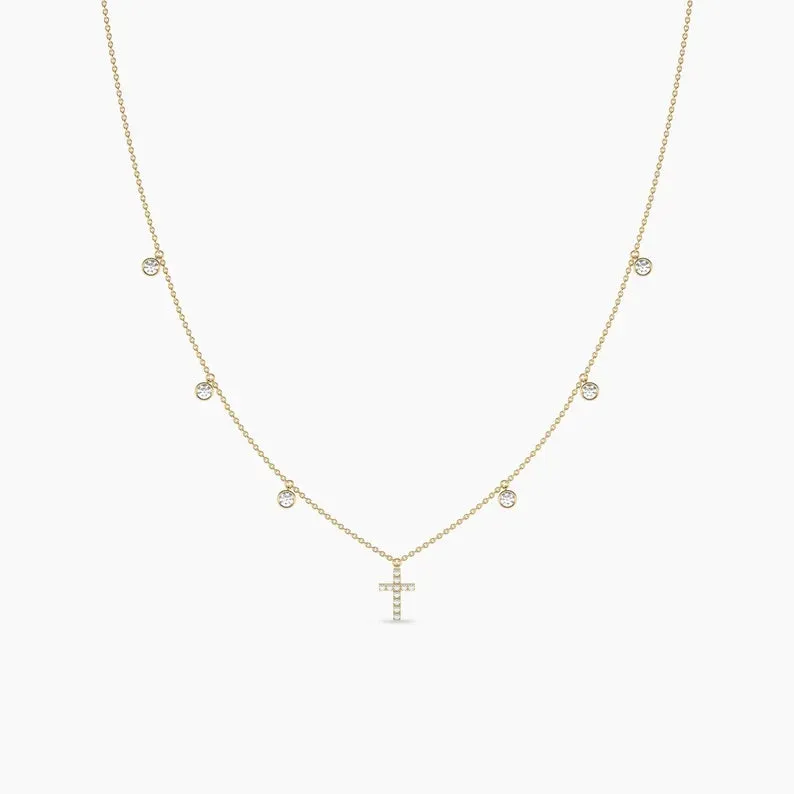 Cross Station Moissanite Diamond By The Yard Necklaces For Women