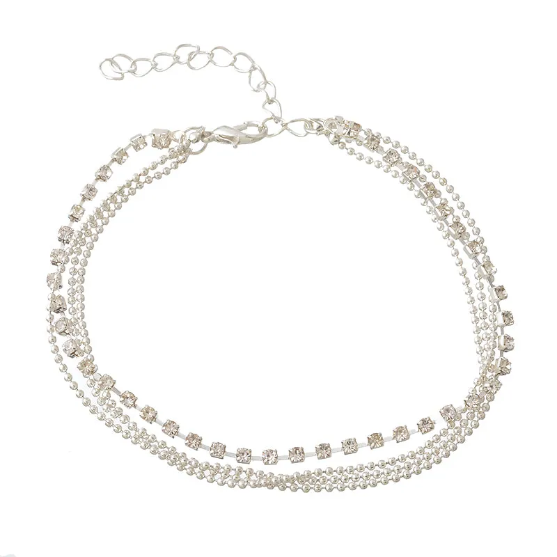 Crystal Multilayer Anklet